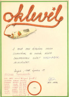 Értesítők, oklevelek - 0002_Sakk Oklevél_1985