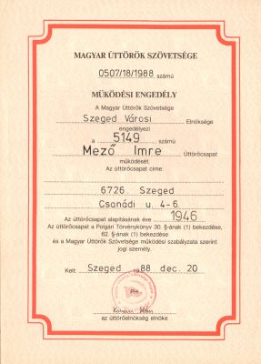 Értesítők, oklevelek - 0004_Működési engedély_1988